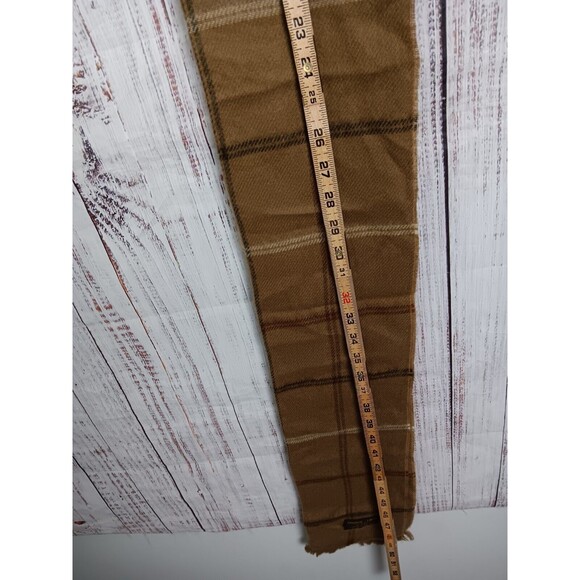 CASHMERE FINISH - 100% ACRYLIC - BROWN PLAID SCARF! - Picture 3 of 3